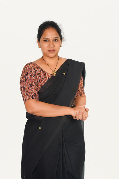 KALAMKARI ROUND NECK 10 INCH HANDS STRECHBLE BLOUSE