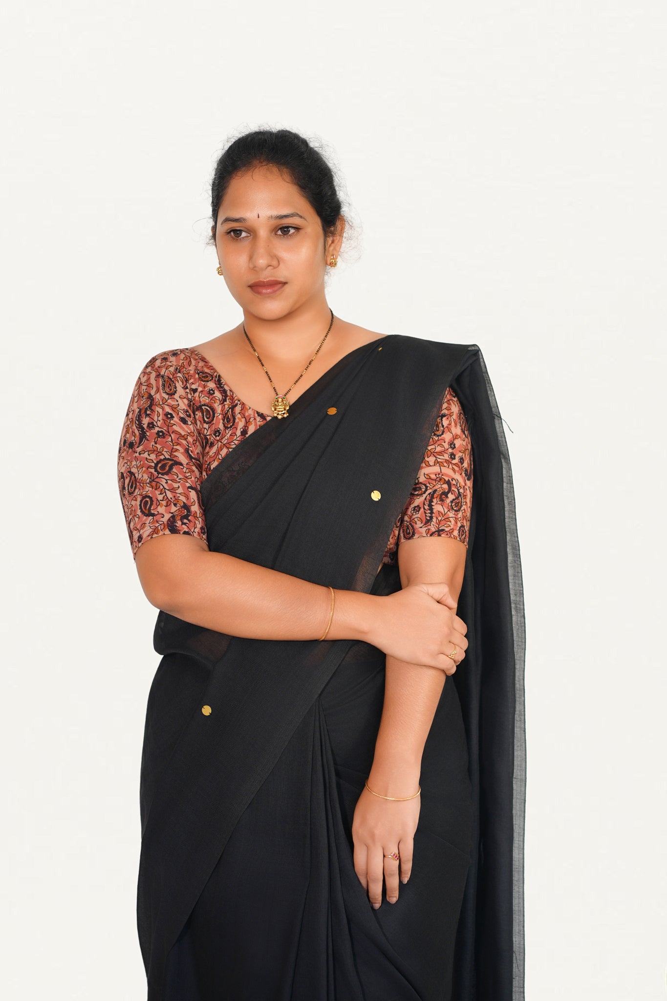 KALAMKARI ROUND NECK 10 INCH HANDS STRECHBLE BLOUSE