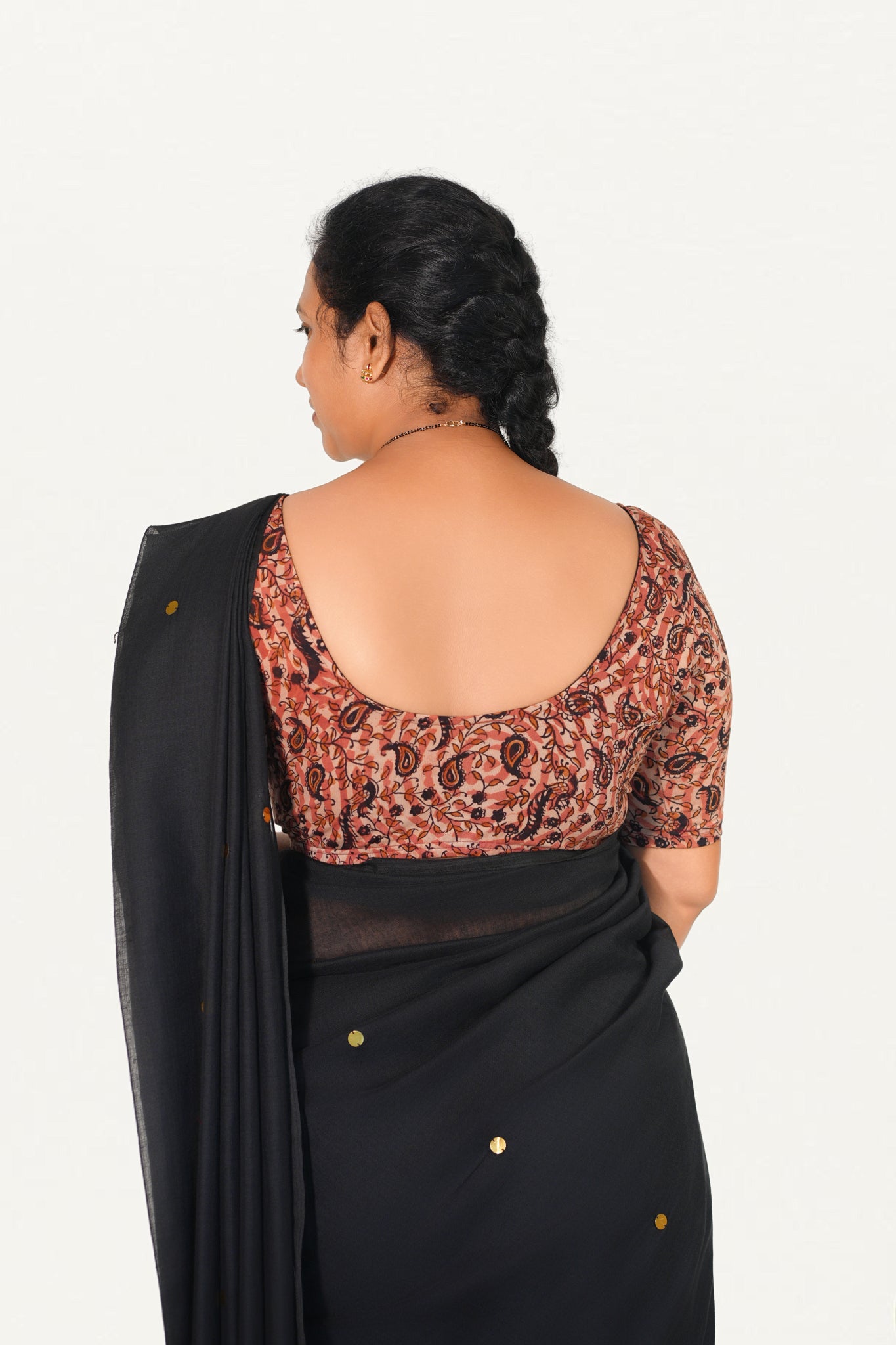 KALAMKARI ROUND NECK 10 INCH HANDS STRECHBLE BLOUSE