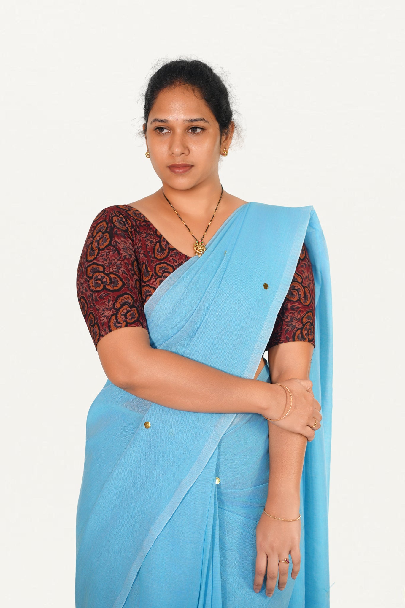 KALAMKARI ROUND NECK 10 INCH HANDS STRECHBLE BLOUSE