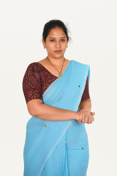 KALAMKARI ROUND NECK 10 INCH HANDS STRECHBLE BLOUSE