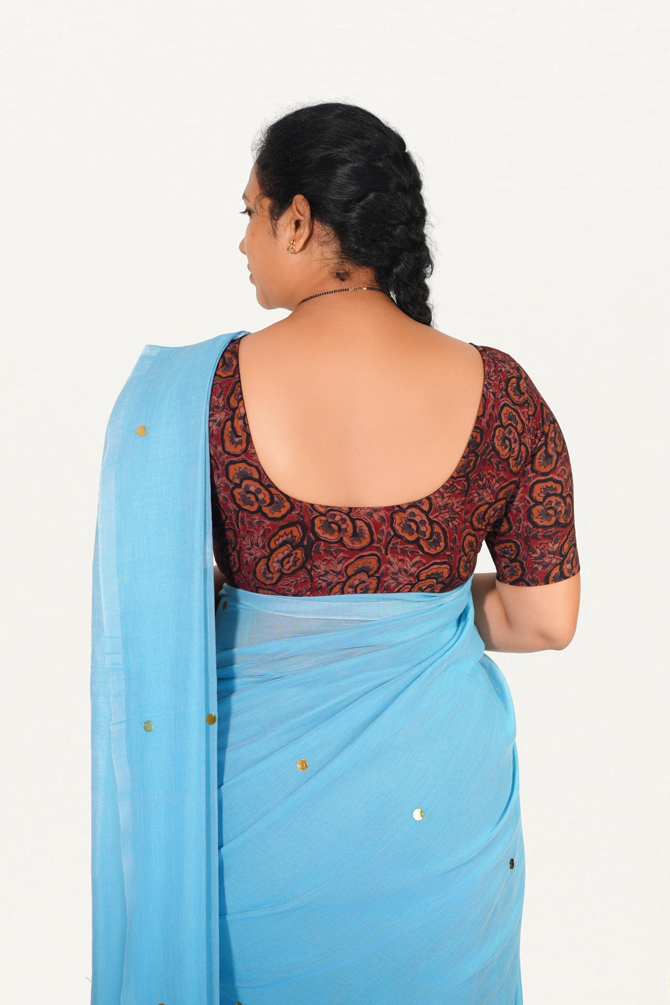 KALAMKARI ROUND NECK 10 INCH HANDS STRECHBLE BLOUSE