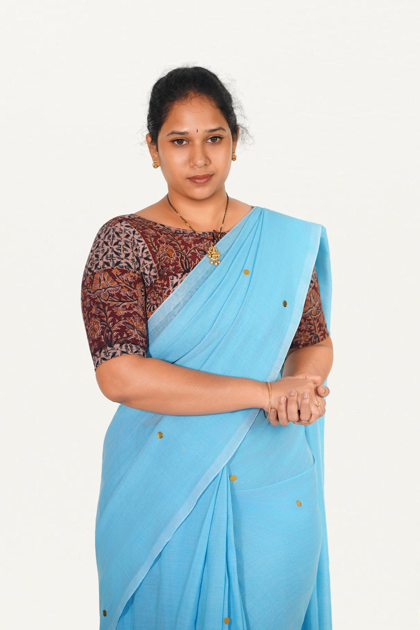 KALAMKARI BOAT NECK OPEN 10 HAND'S STREACHBLE  BLOUSE