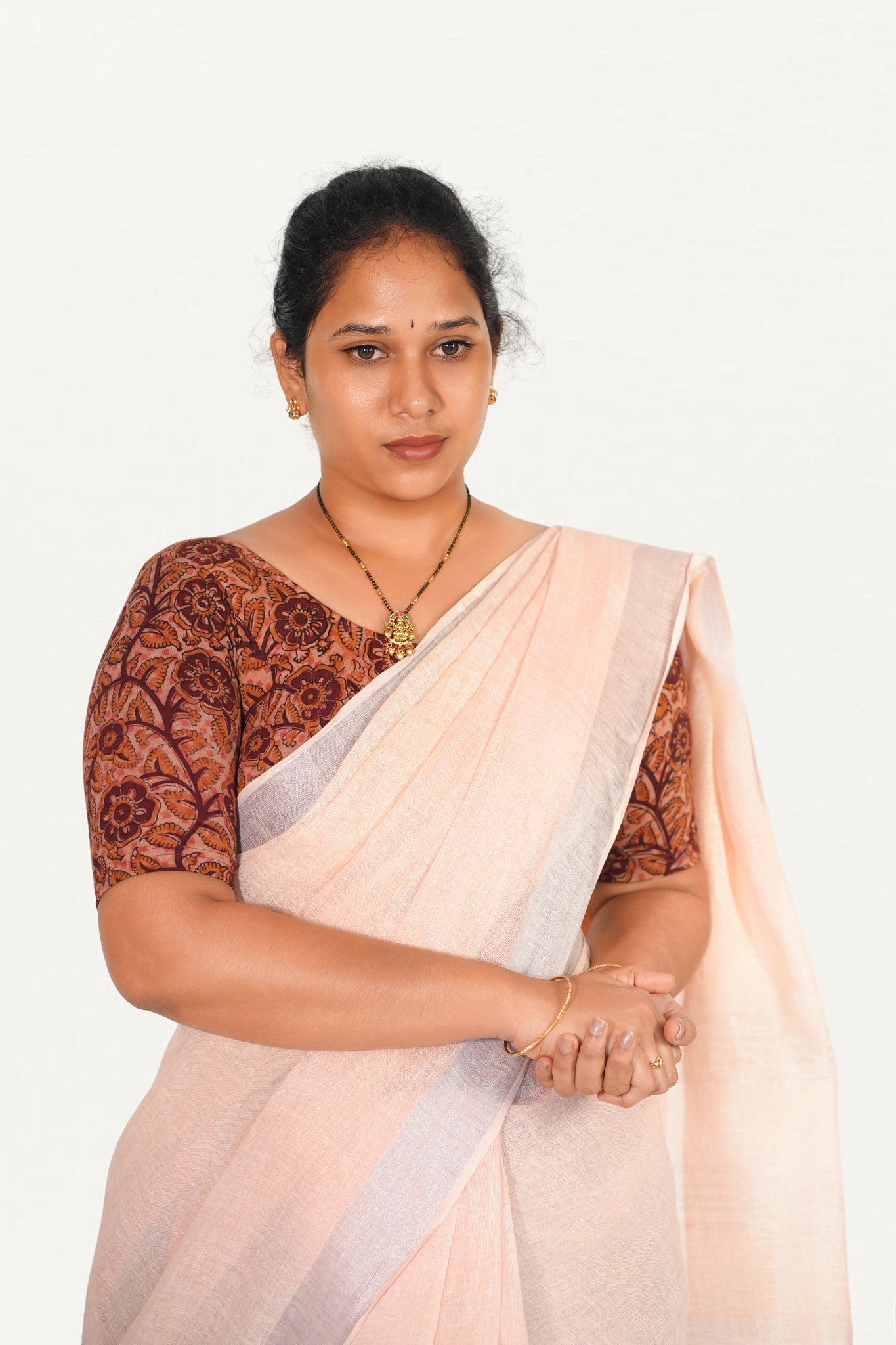 KALAMKARI ROUND NECK 10 INCH HANDS STRECHBLE BLOUSE