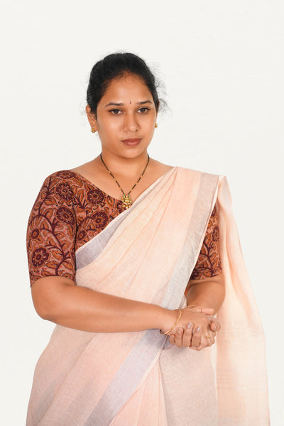 KALAMKARI ROUND NECK 10 INCH HANDS STRECHBLE BLOUSE