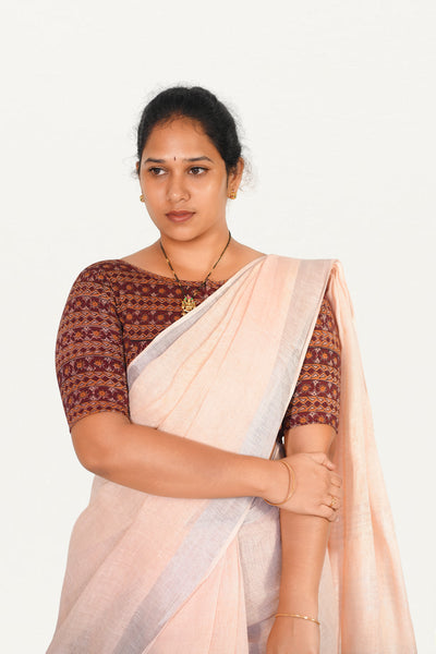 KALAMKARI BOAT NECK OPEN 10 HAND'S STREACHBLE  BLOUSE