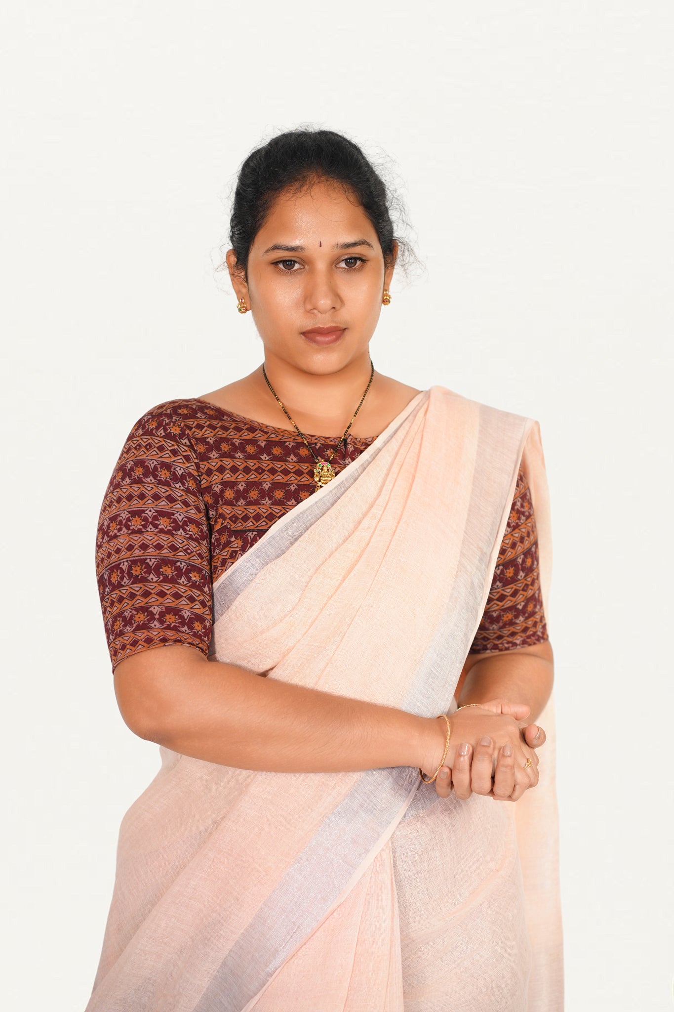 KALAMKARI BOAT NECK OPEN 10 HAND'S STREACHBLE  BLOUSE