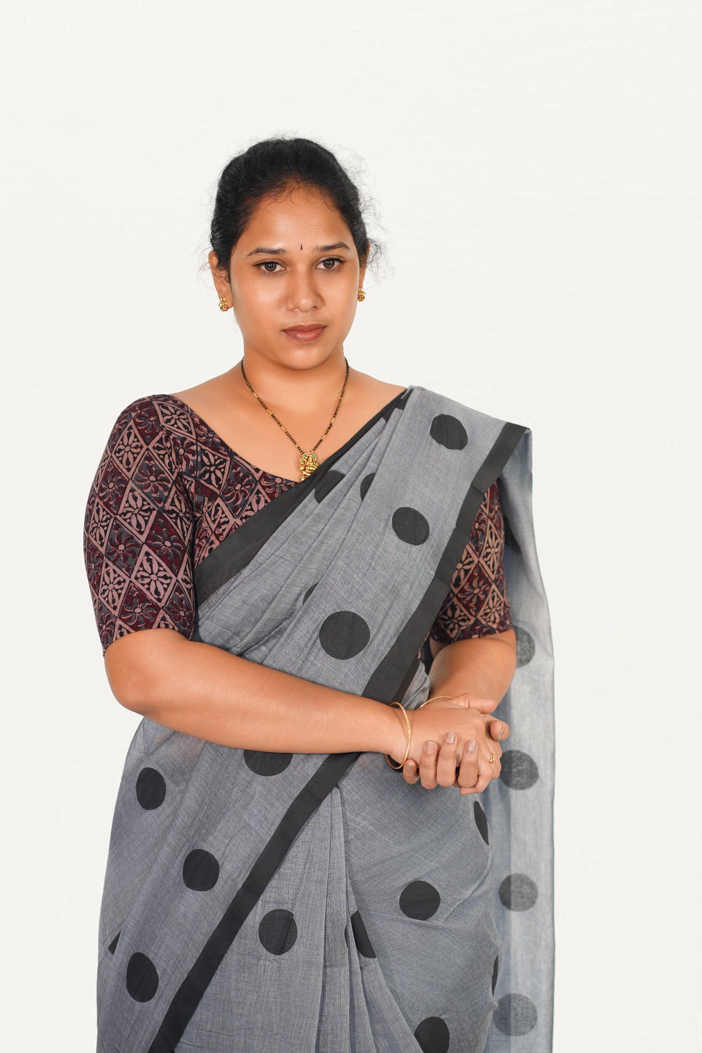 KALAMKARI ROUND NECK 10 INCH HANDS STRECHBLE BLOUSE