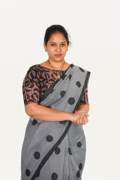 KALAMKARI BOAT NECK OPEN 10 HAND'S STREACHBLE  BLOUSE
