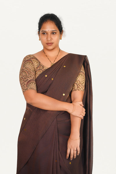 KALAMKARI ROUND NECK 10 INCH HANDS STRECHBLE BLOUSE