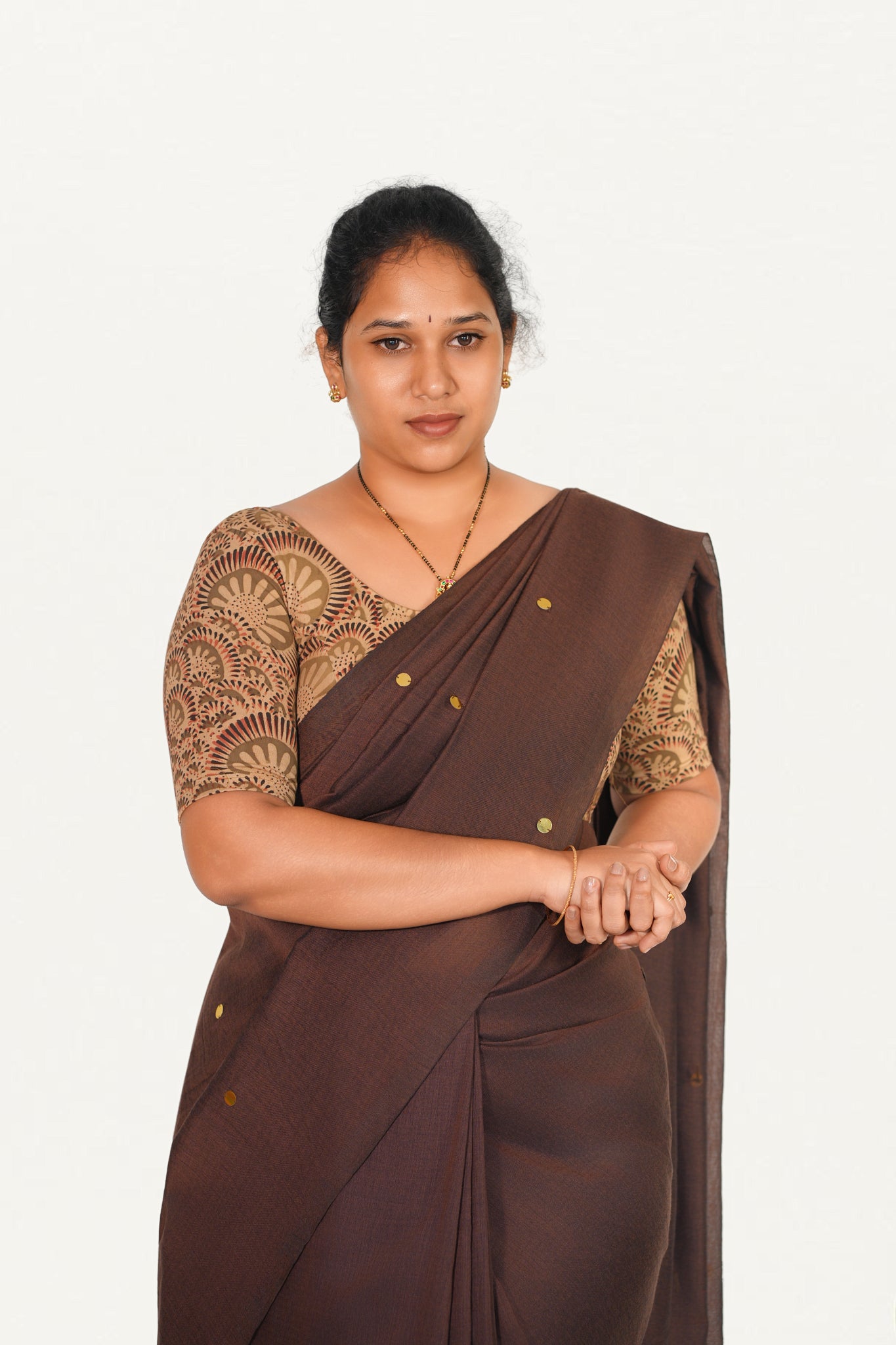 KALAMKARI ROUND NECK 10 INCH HANDS STRECHBLE BLOUSE