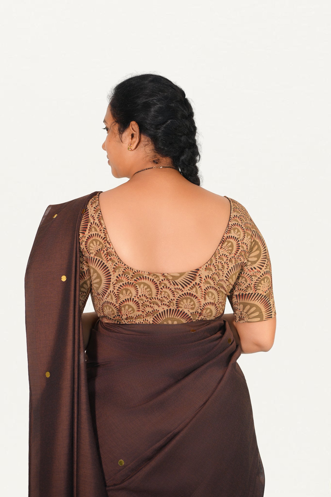 KALAMKARI ROUND NECK 10 INCH HANDS STRECHBLE BLOUSE