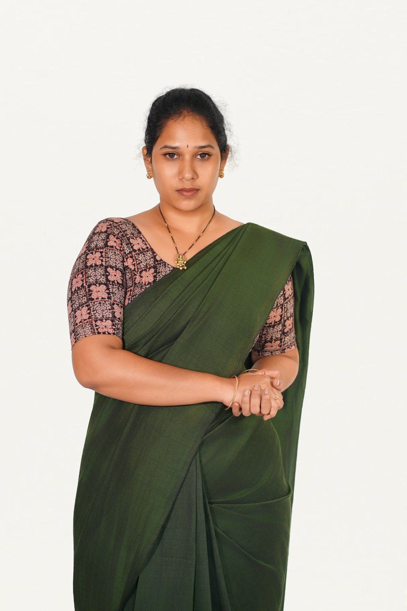 KALAMKARI ROUND NECK 10 INCH HANDS STRECHBLE BLOUSE