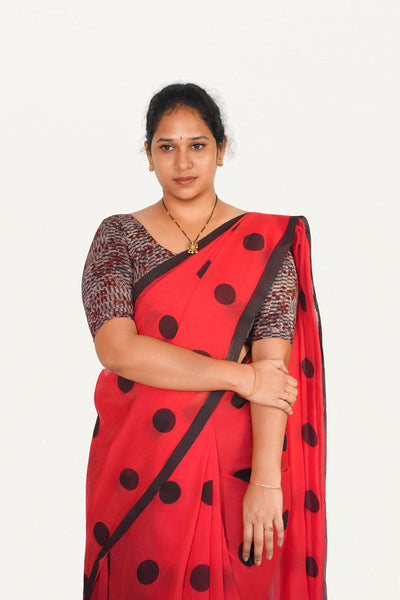 KALAMKARI ROUND NECK 10 INCH HANDS STRECHBLE BLOUSE