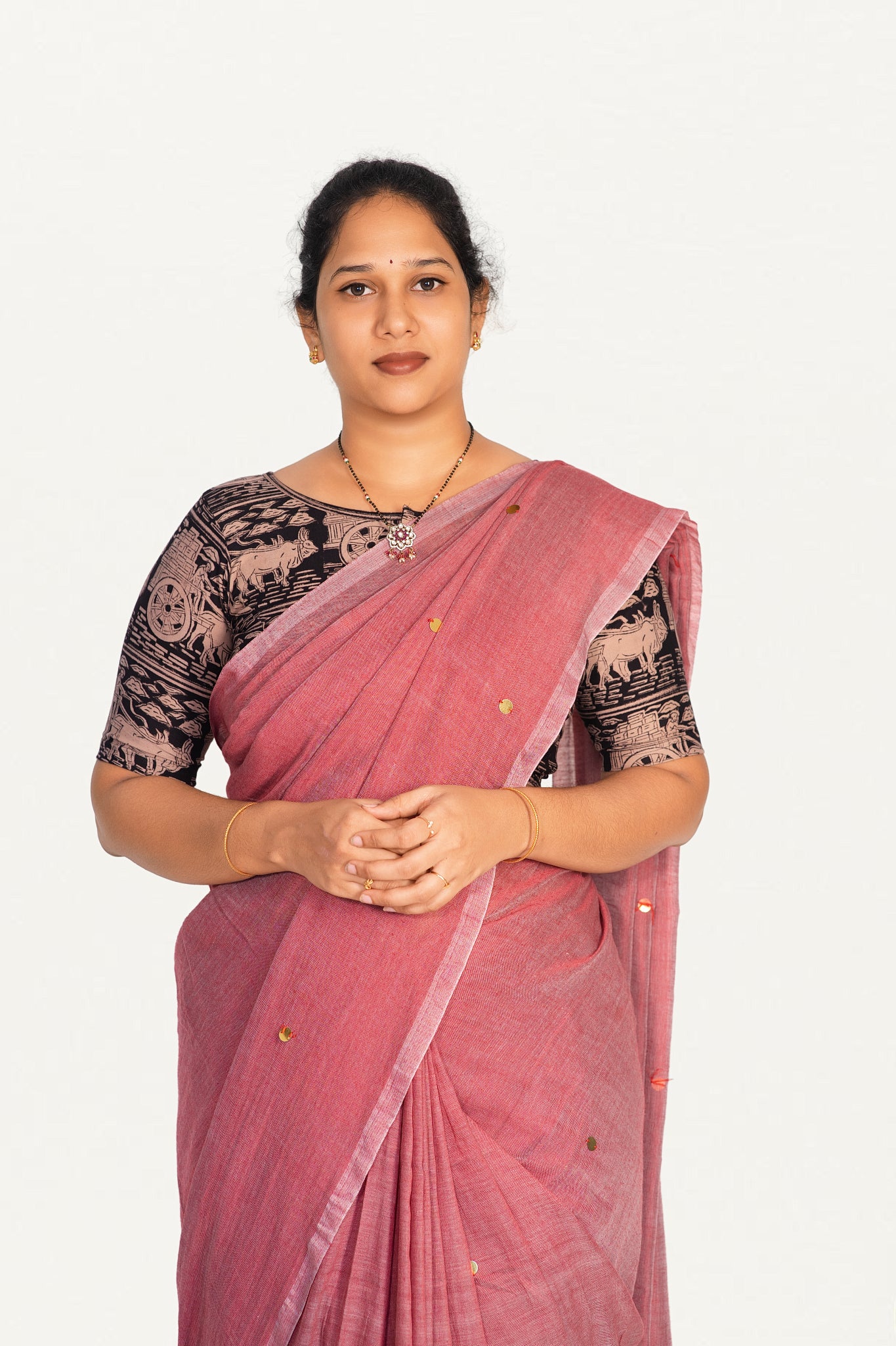 KALAMKARI BOAT NECK OPEN 10 HAND'S STREACHBLE  BLOUSE