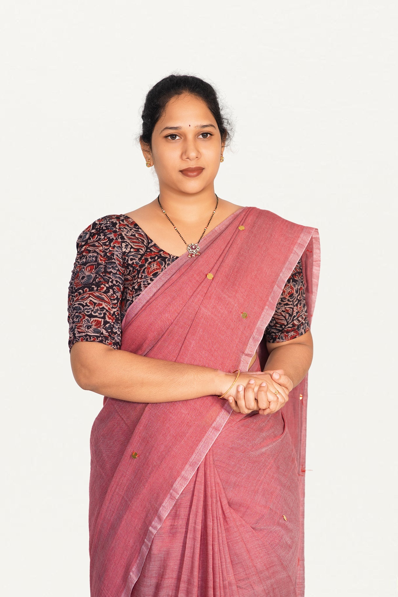 KALAMKARI BUTTA  ROUND NECK 10 INCH HANDS STRECHBLE BLOUSE