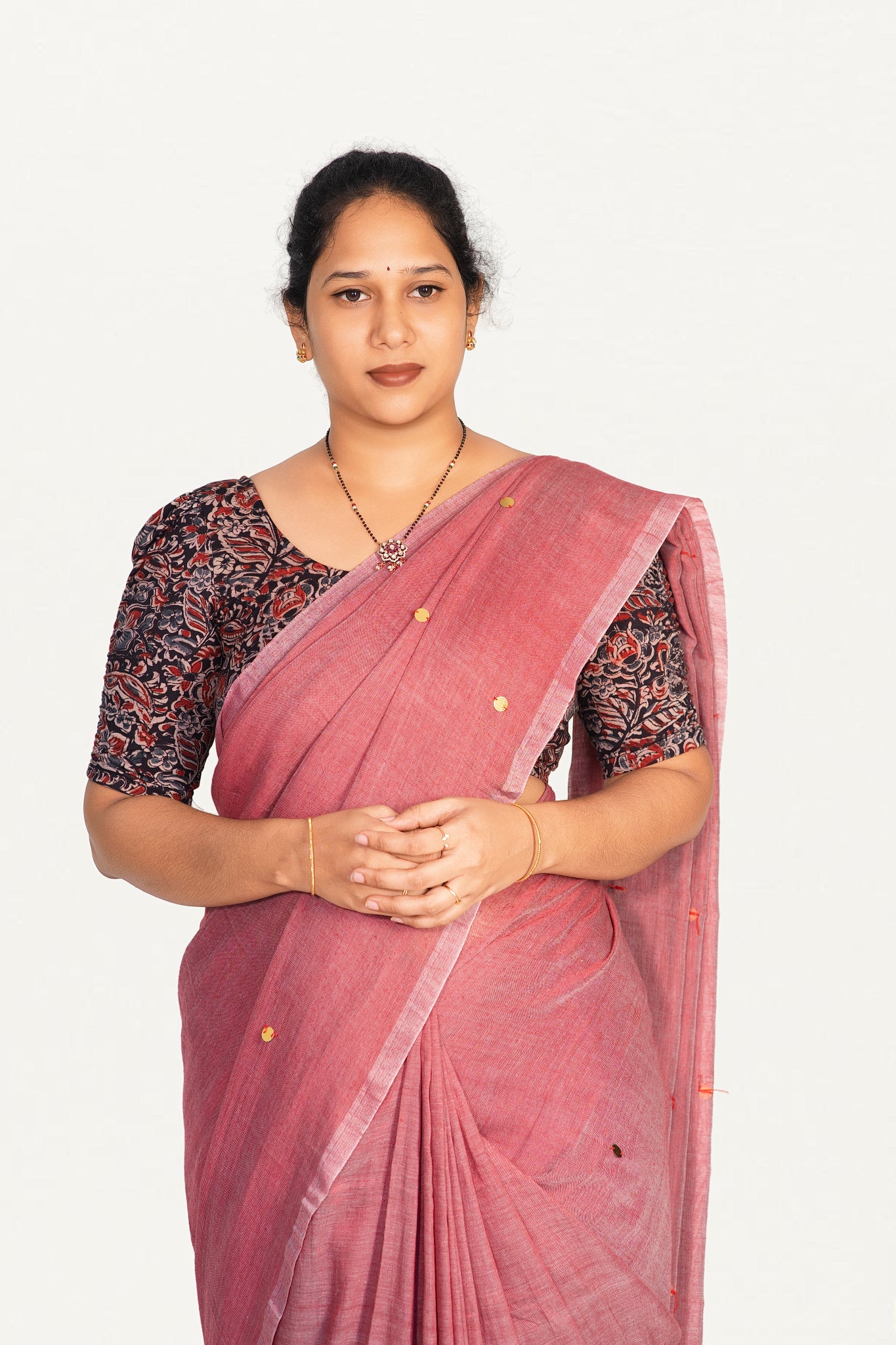KALAMKARI BUTTA  ROUND NECK 10 INCH HANDS STRECHBLE BLOUSE
