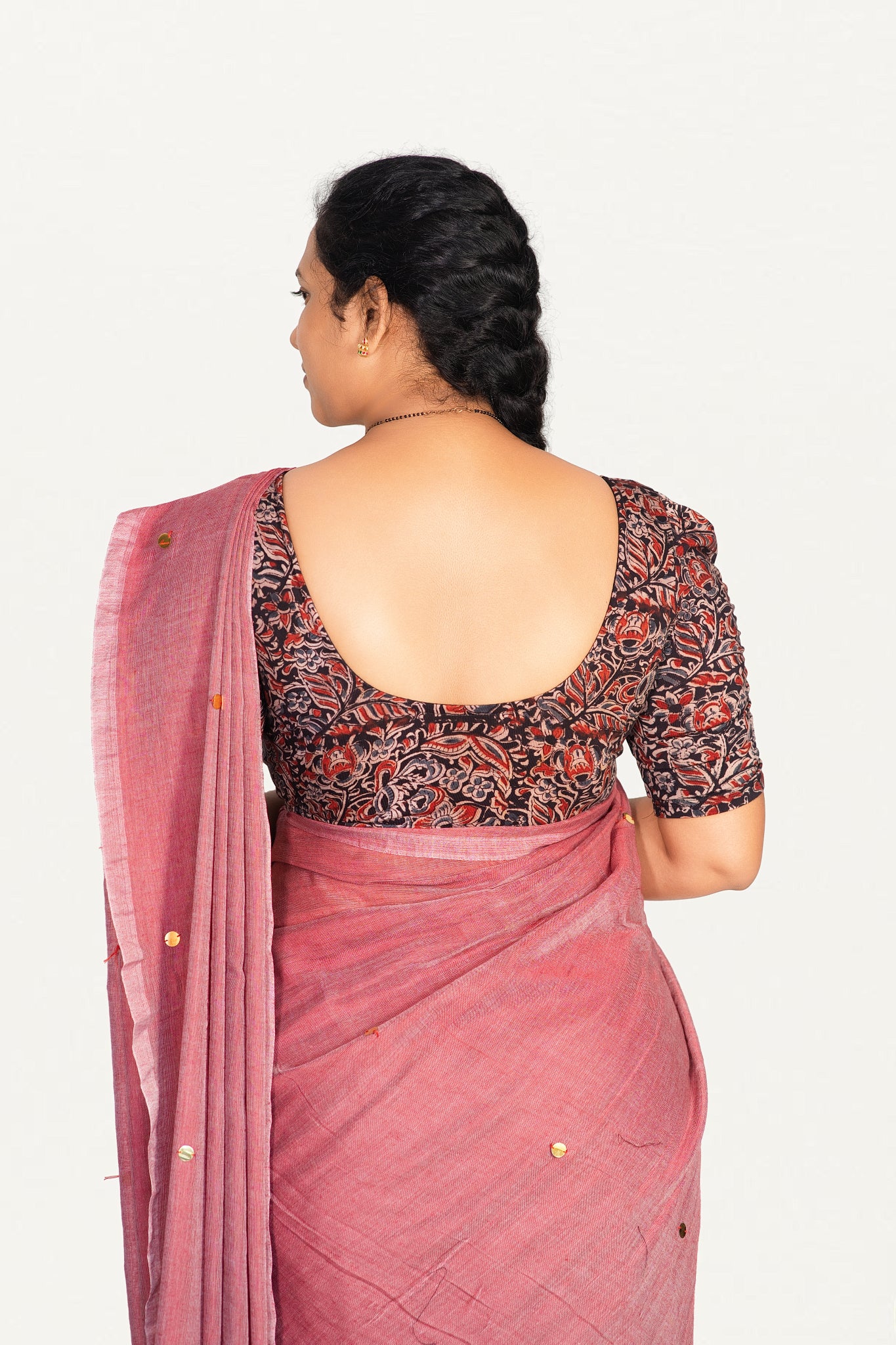 KALAMKARI BUTTA  ROUND NECK 10 INCH HANDS STRECHBLE BLOUSE