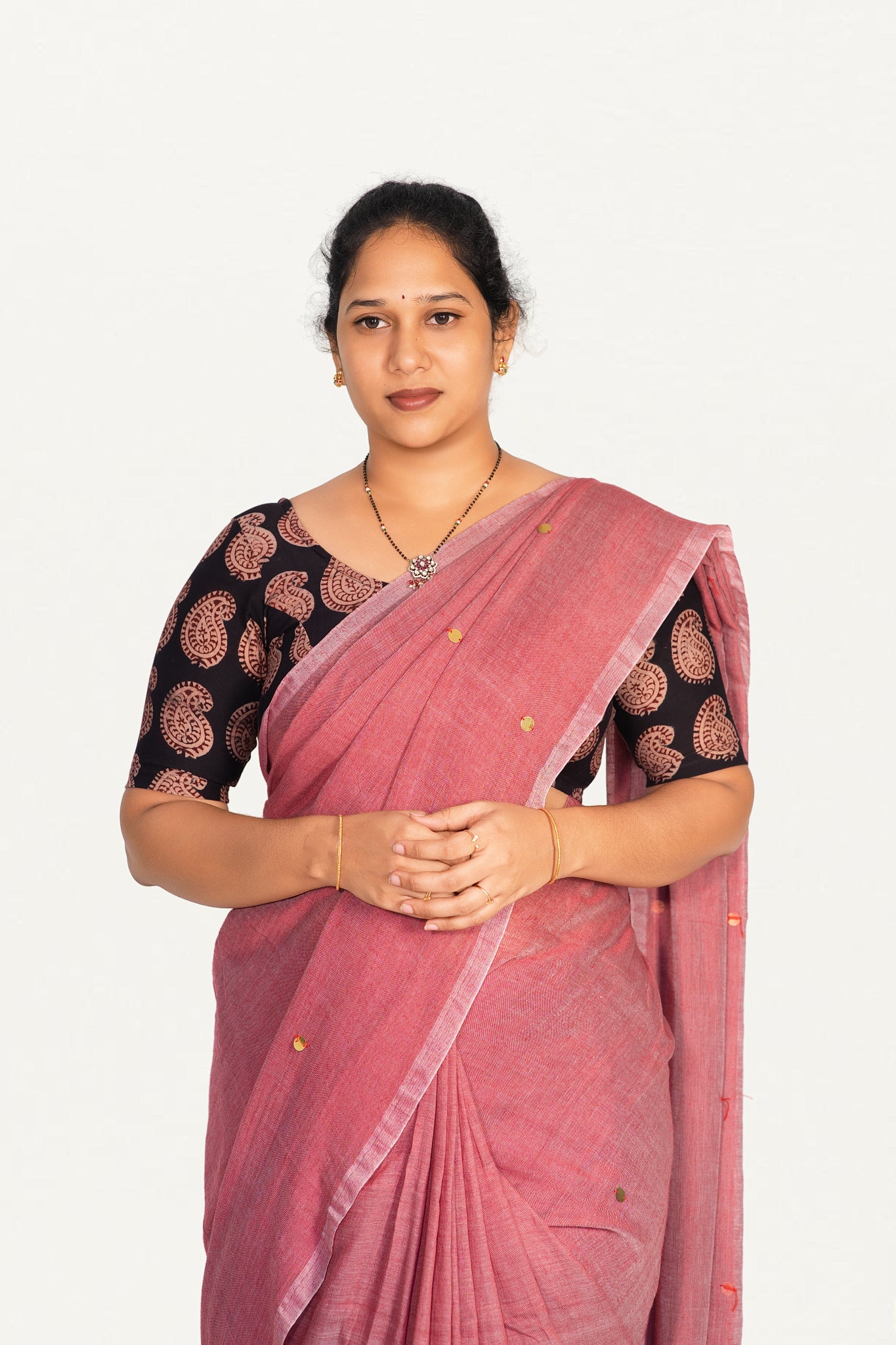 KALAMKARI ROUND NECK 10 INCH HANDS STRECHBLE BLOUSE