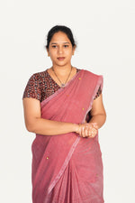 KALAMKARI V NECK SHORT HAND  STRECHBLE BLOUSE