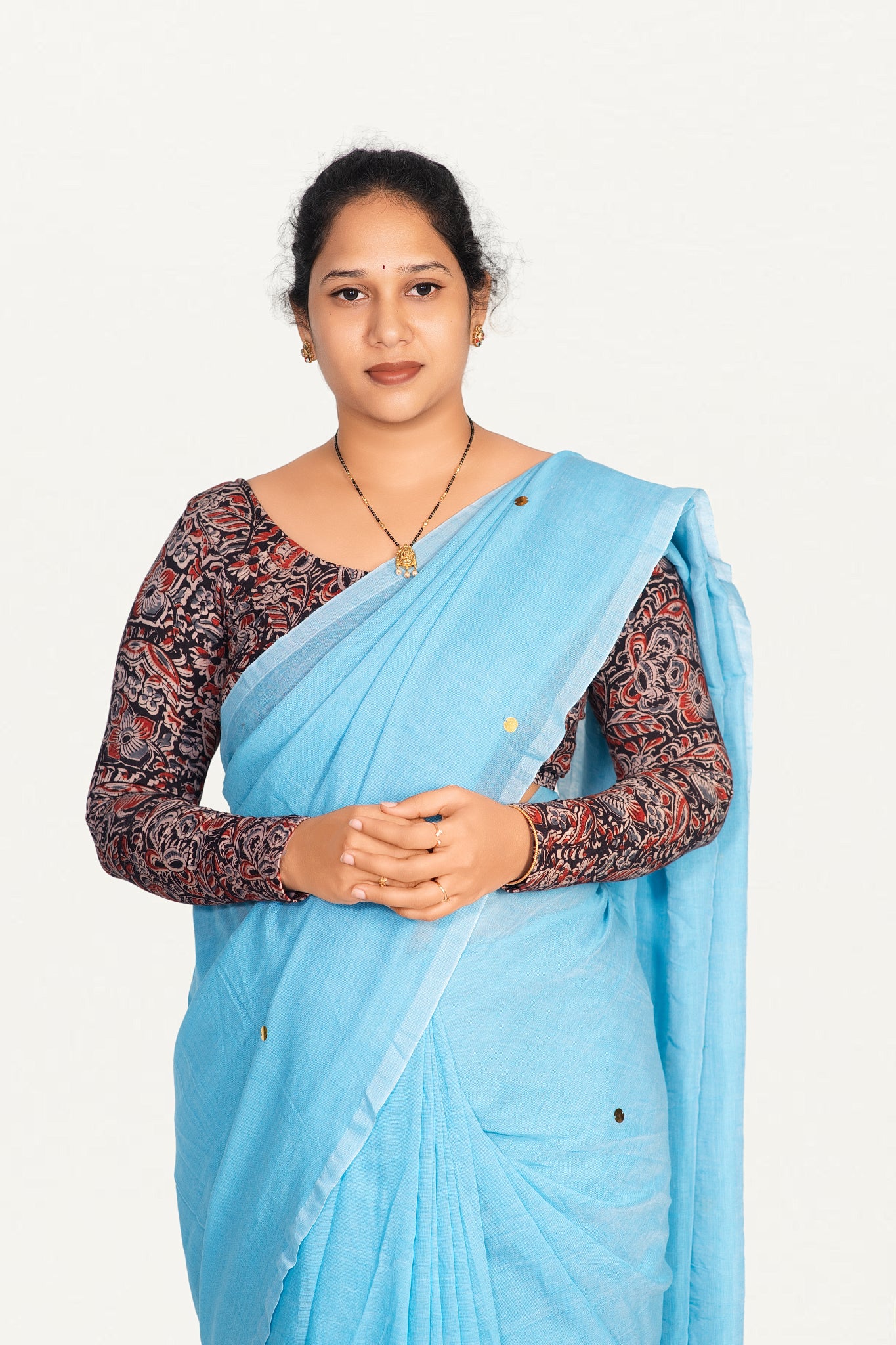 KALAMKARI ROUND NECK FULL HANDS STRECHBLE BLOUSE