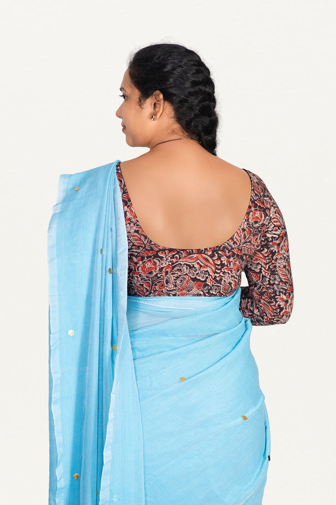 KALAMKARI ROUND NECK FULL HANDS STRECHBLE BLOUSE