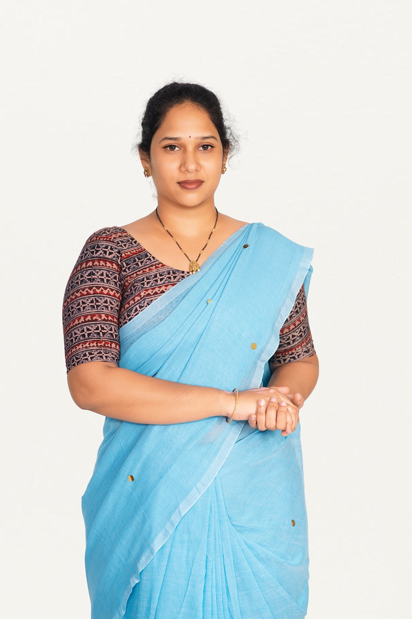 KALAMKARI ROUND NECK 10 INCH HANDS STRECHBLE BLOUSE