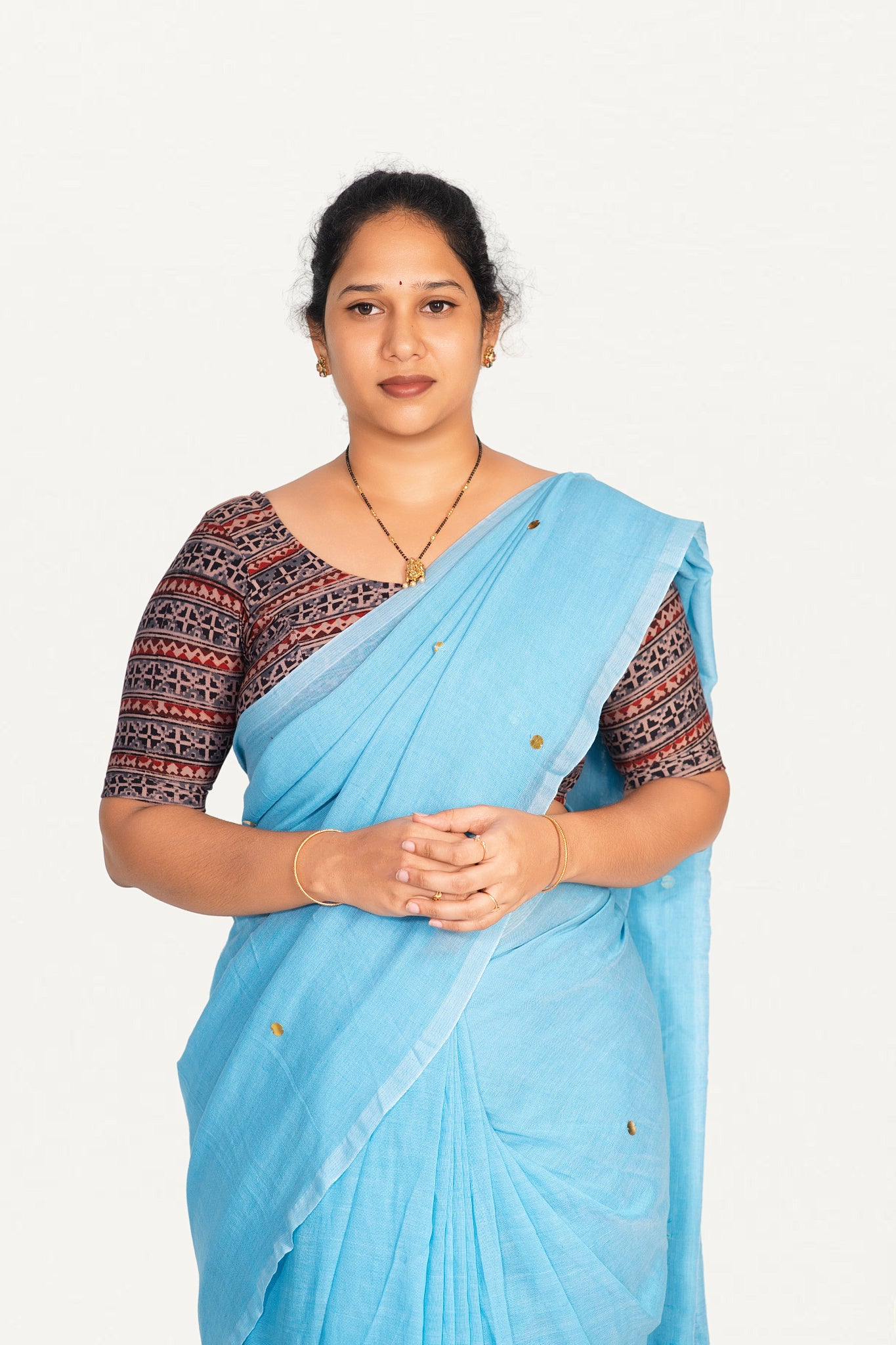 KALAMKARI ROUND NECK 10 INCH HANDS STRECHBLE BLOUSE