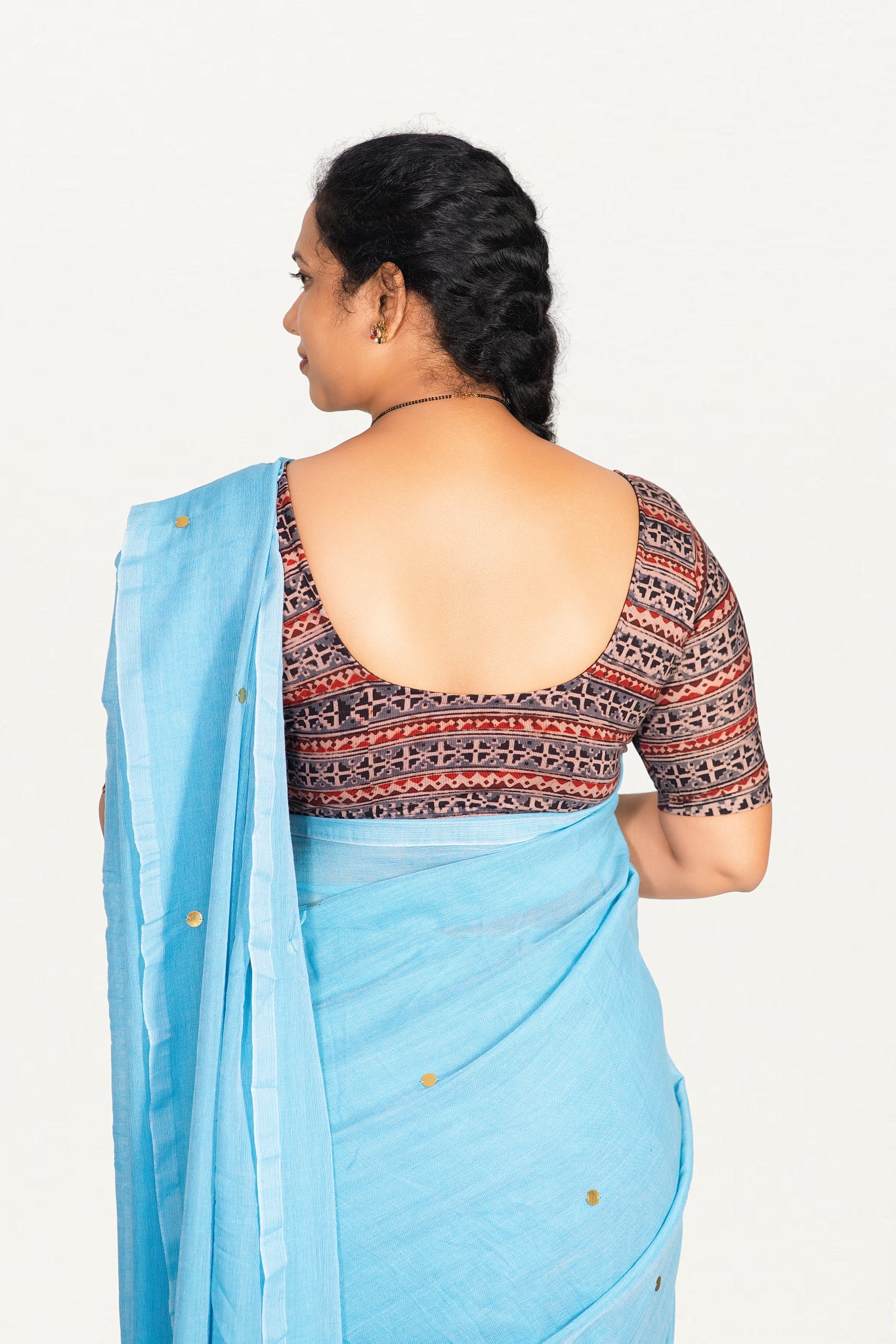 KALAMKARI ROUND NECK 10 INCH HANDS STRECHBLE BLOUSE