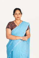 KALAMKARI V NECK SHORT HAND  STRECHBLE BLOUSE