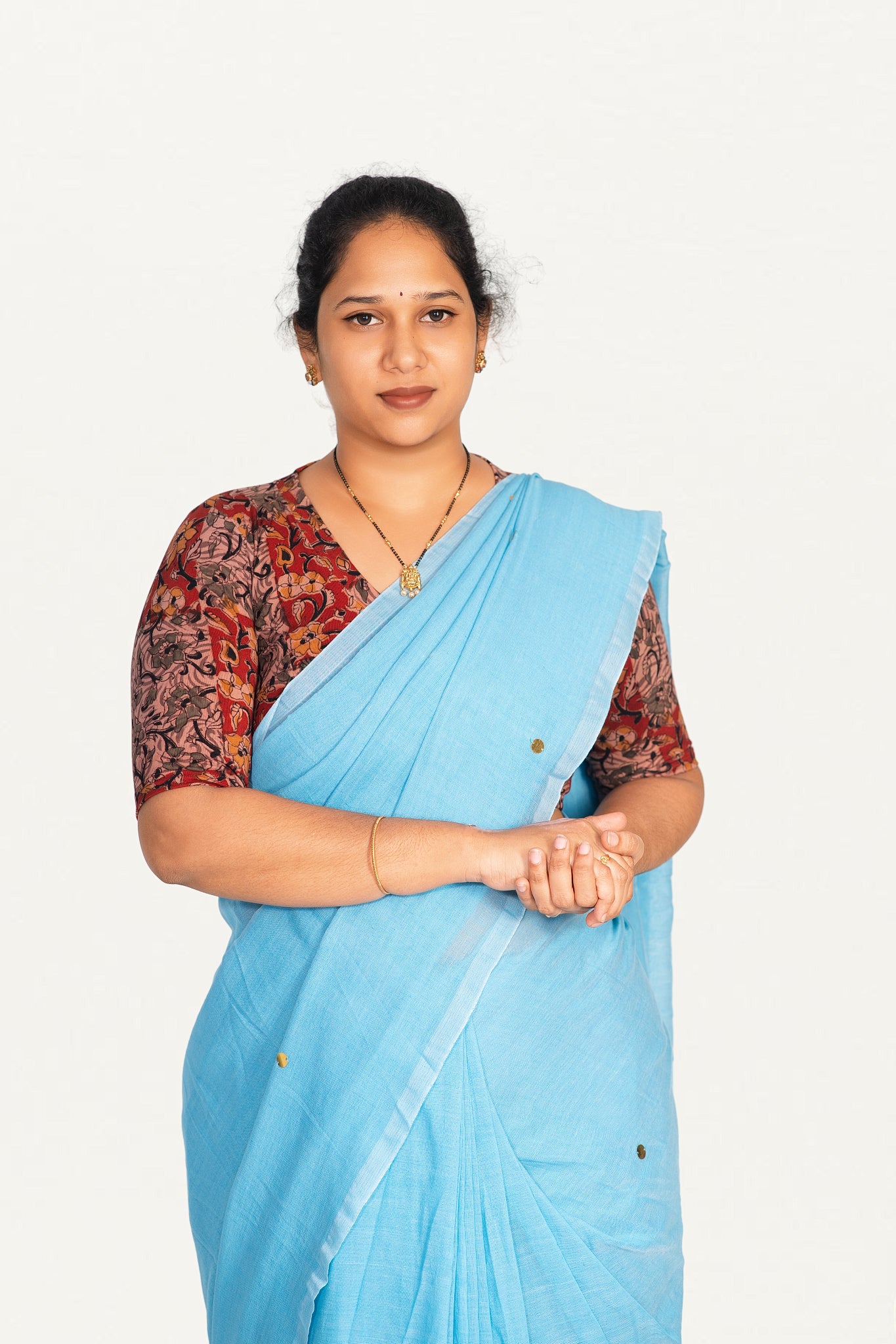 KALAMKARI V NECK 10 INCH HAND  STRECHBLE BLOUSE