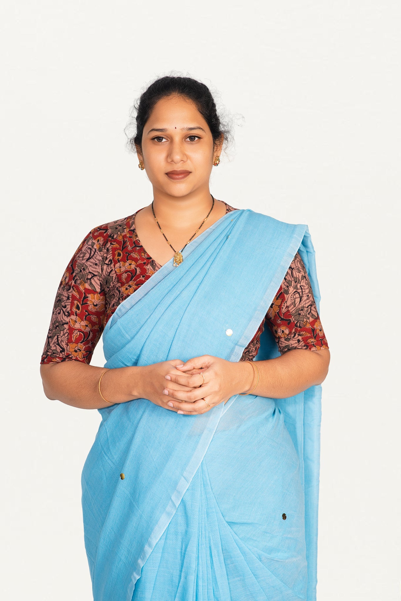 KALAMKARI V NECK 10 INCH HAND  STRECHBLE BLOUSE