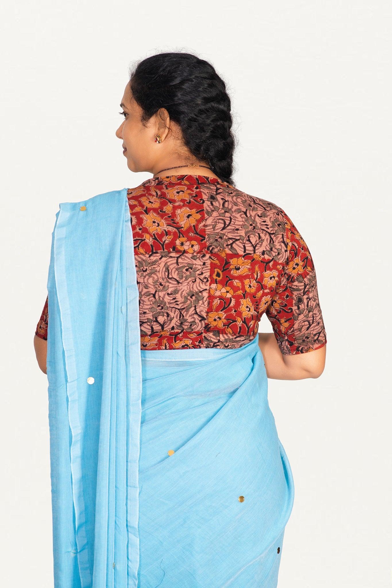 KALAMKARI V NECK 10 INCH HAND  STRECHBLE BLOUSE