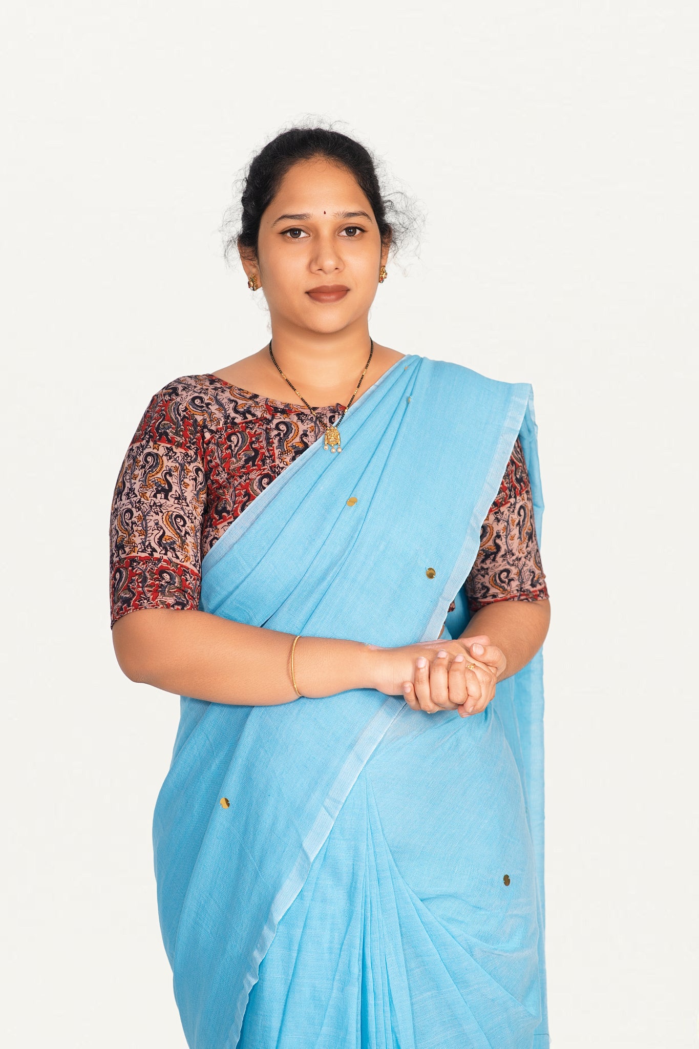 KALAMKARI BOAT NECK OPEN 10 HAND'S STREACHBLE  BLOUSE