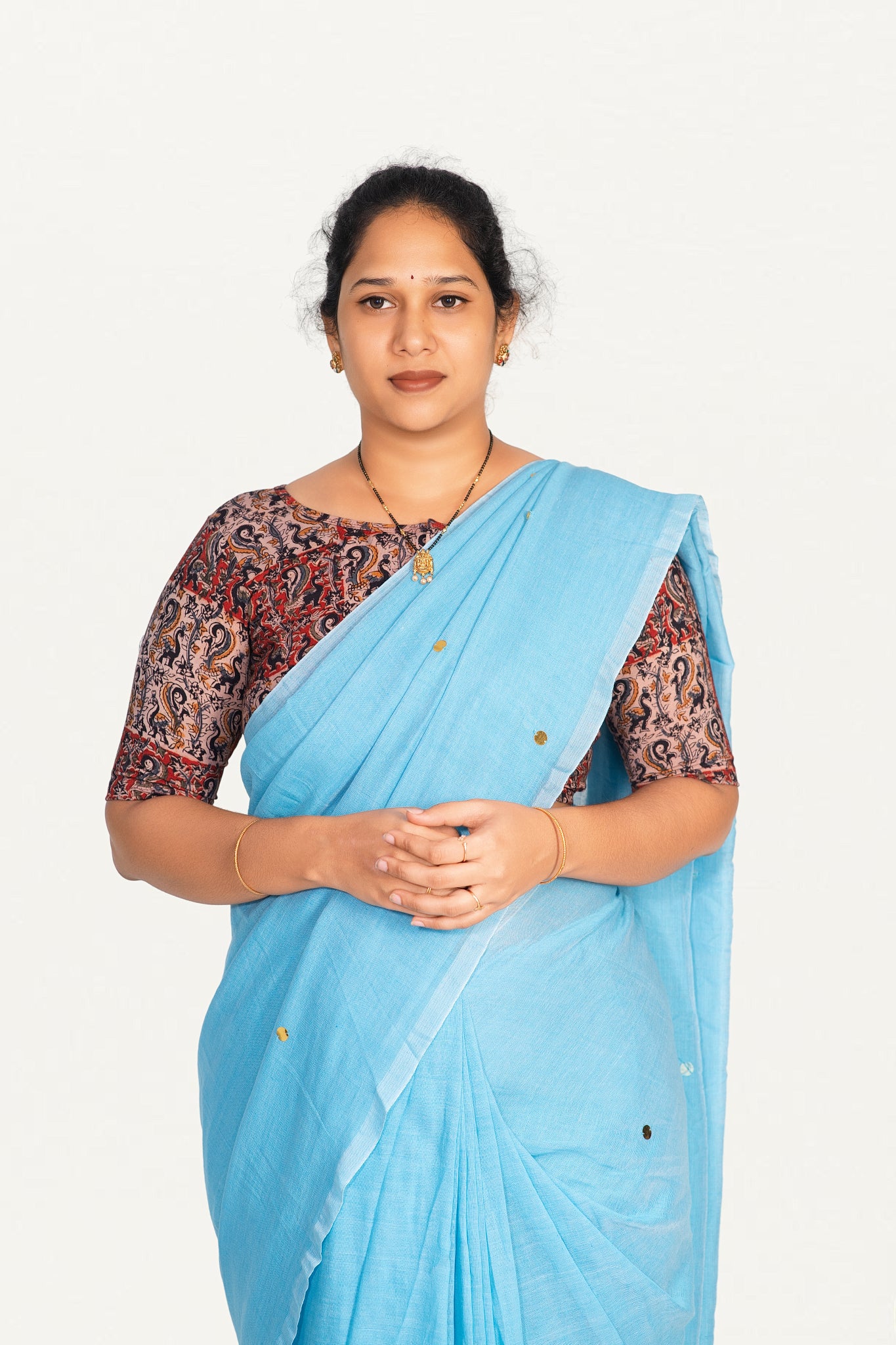 KALAMKARI BOAT NECK OPEN 10 HAND'S STREACHBLE  BLOUSE