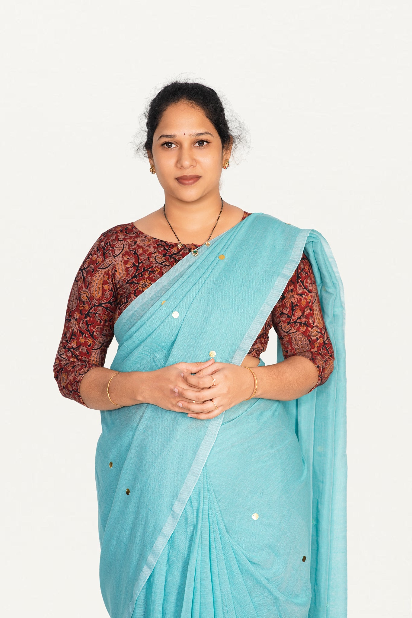 KALAMKARI BOAT NECK OPEN 3/4  HAND'S STREACHBLE  BLOUSE
