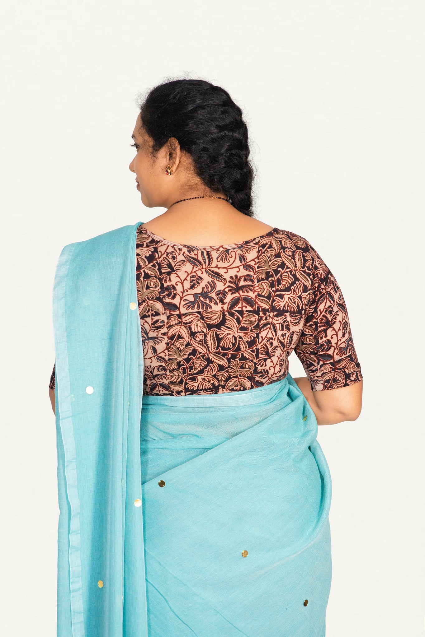 KALAMKARI BOAT NECK OPEN 10 HAND'S STREACHBLE  BLOUSE
