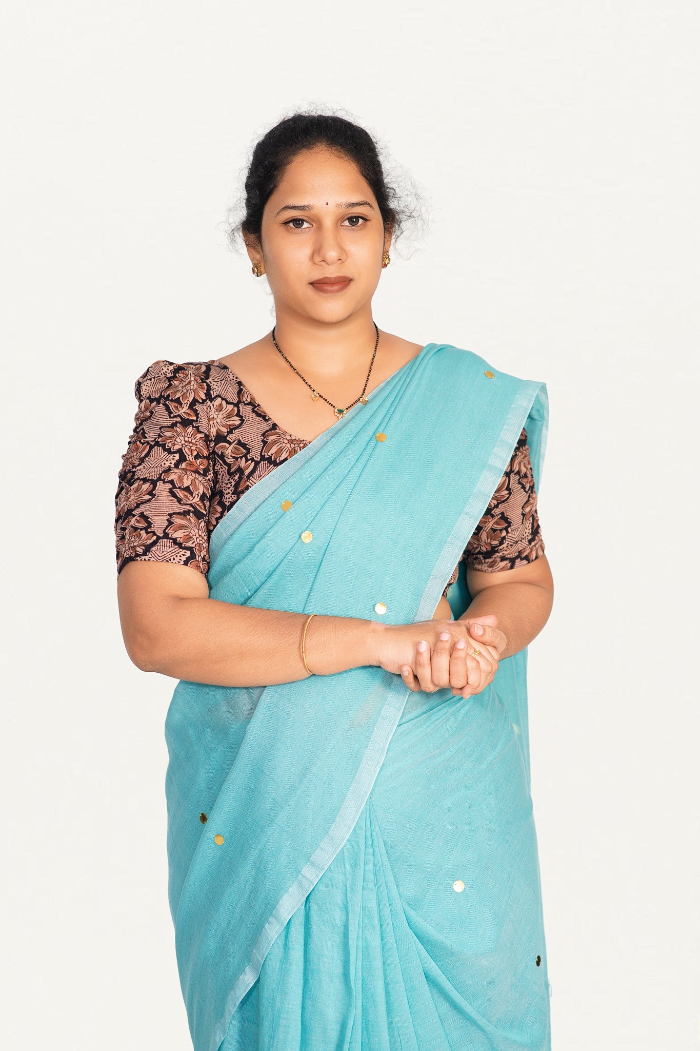 KALAMKARI BUTTA  ROUND NECK 10 INCH HANDS STRECHBLE BLOUSE