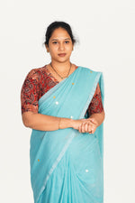 KALAMKARI V NECK 10 INCH HAND  STRECHBLE BLOUSE