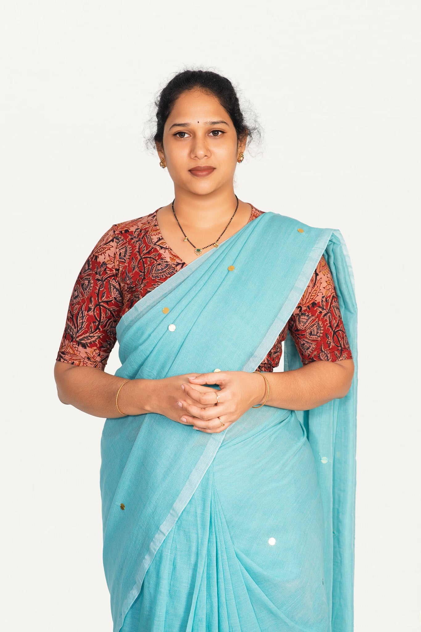 KALAMKARI V NECK 10 INCH HAND  STRECHBLE BLOUSE