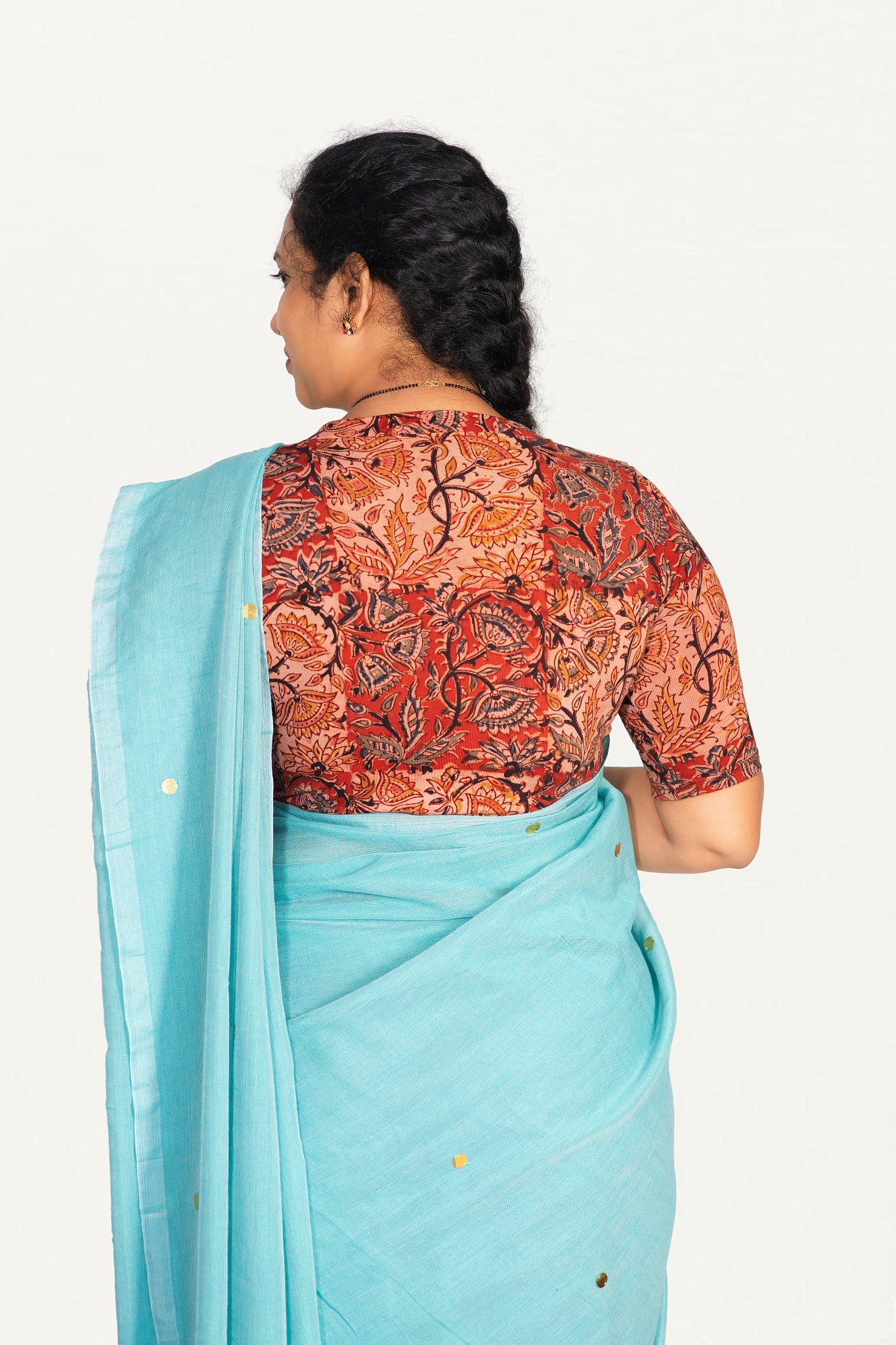 KALAMKARI V NECK 10 INCH HAND  STRECHBLE BLOUSE