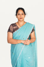 KALAMKARI V NECK SHORT HAND  STRECHBLE BLOUSE