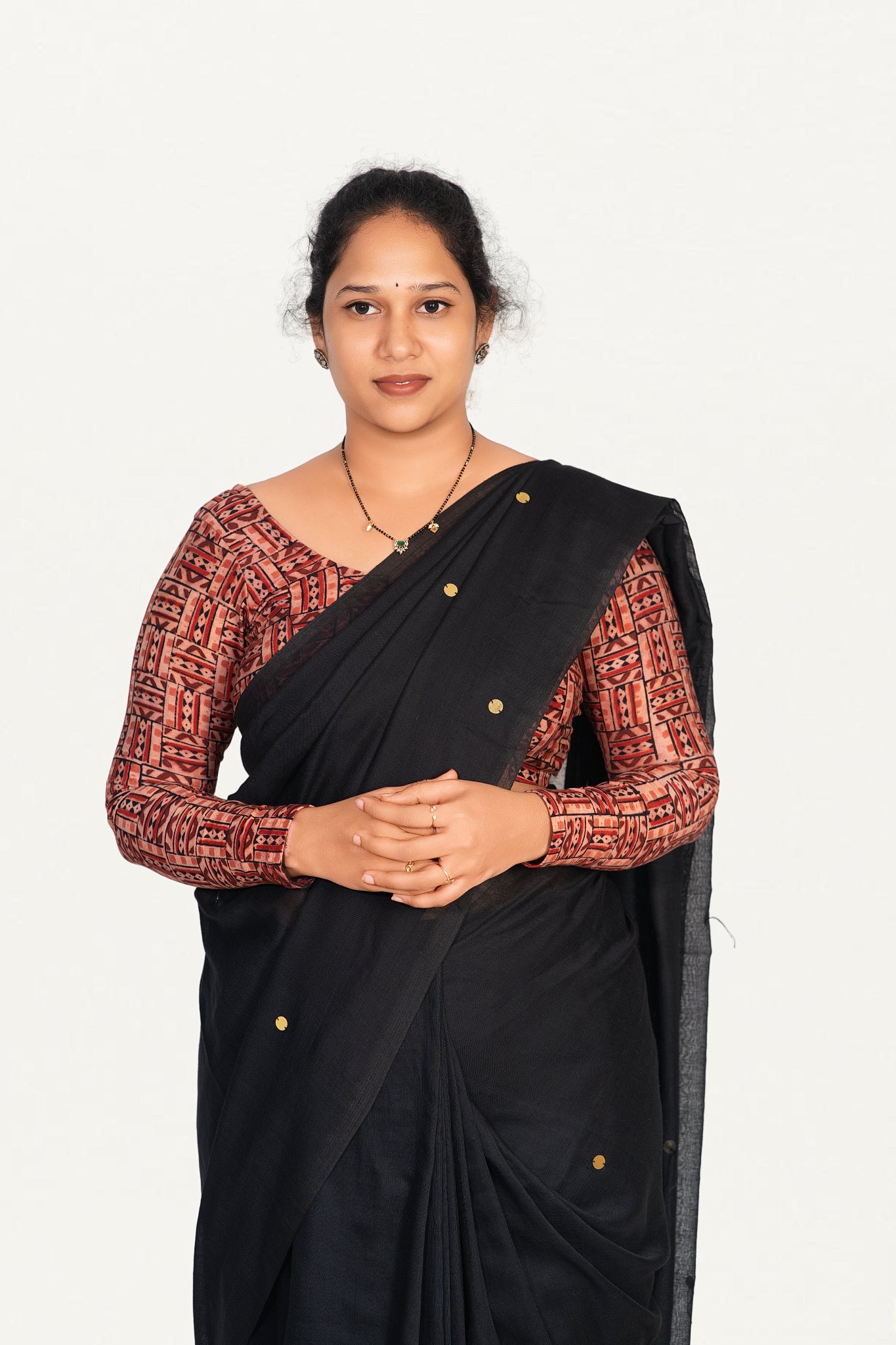 KALAMKARI ROUND NECK FULL HANDS STRECHBLE BLOUSE
