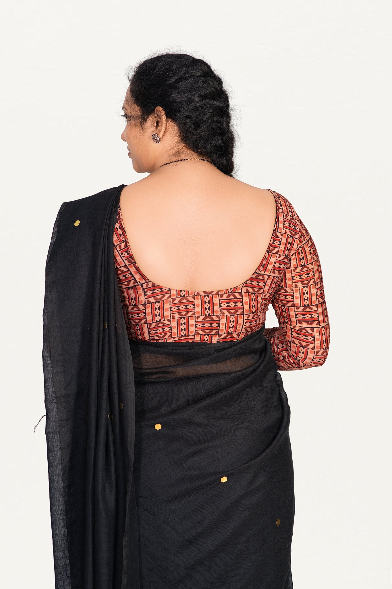KALAMKARI ROUND NECK FULL HANDS STRECHBLE BLOUSE