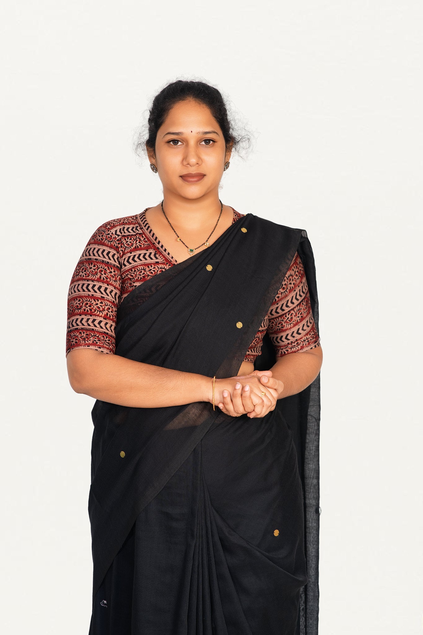 KALAMKARI V NECK 10 INCH HAND  STRECHBLE BLOUSE