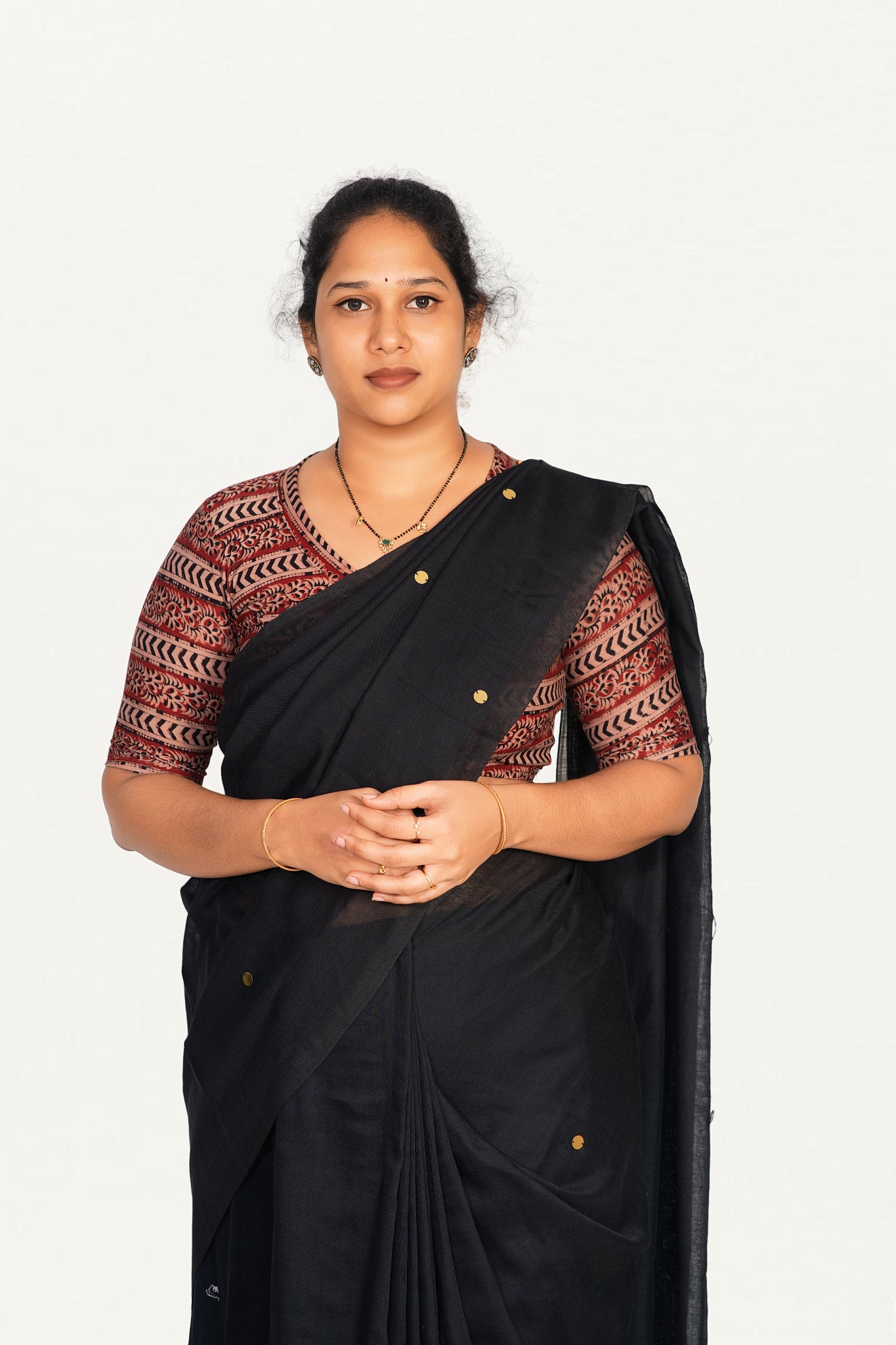 KALAMKARI V NECK 10 INCH HAND  STRECHBLE BLOUSE