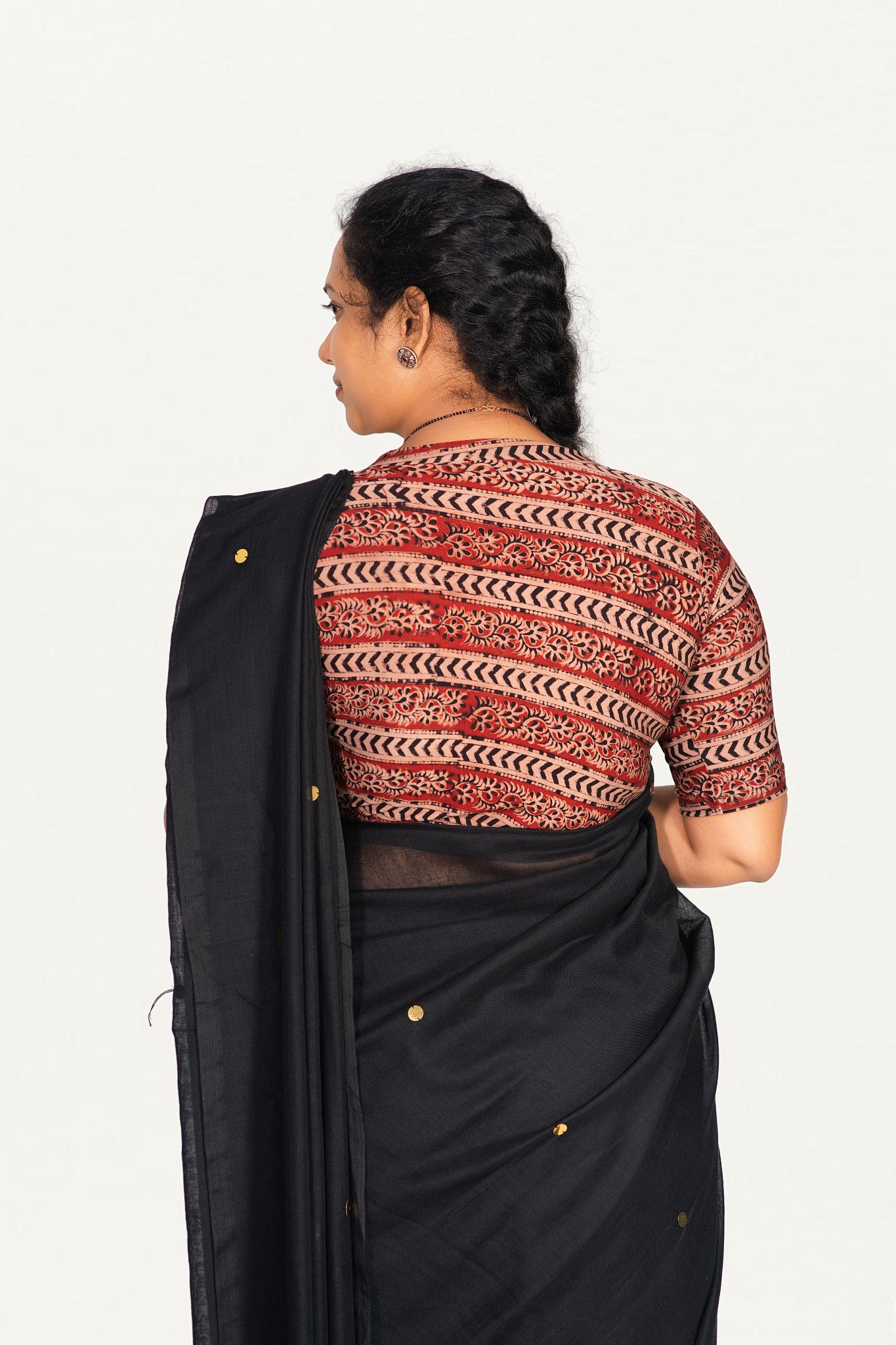 KALAMKARI V NECK 10 INCH HAND  STRECHBLE BLOUSE