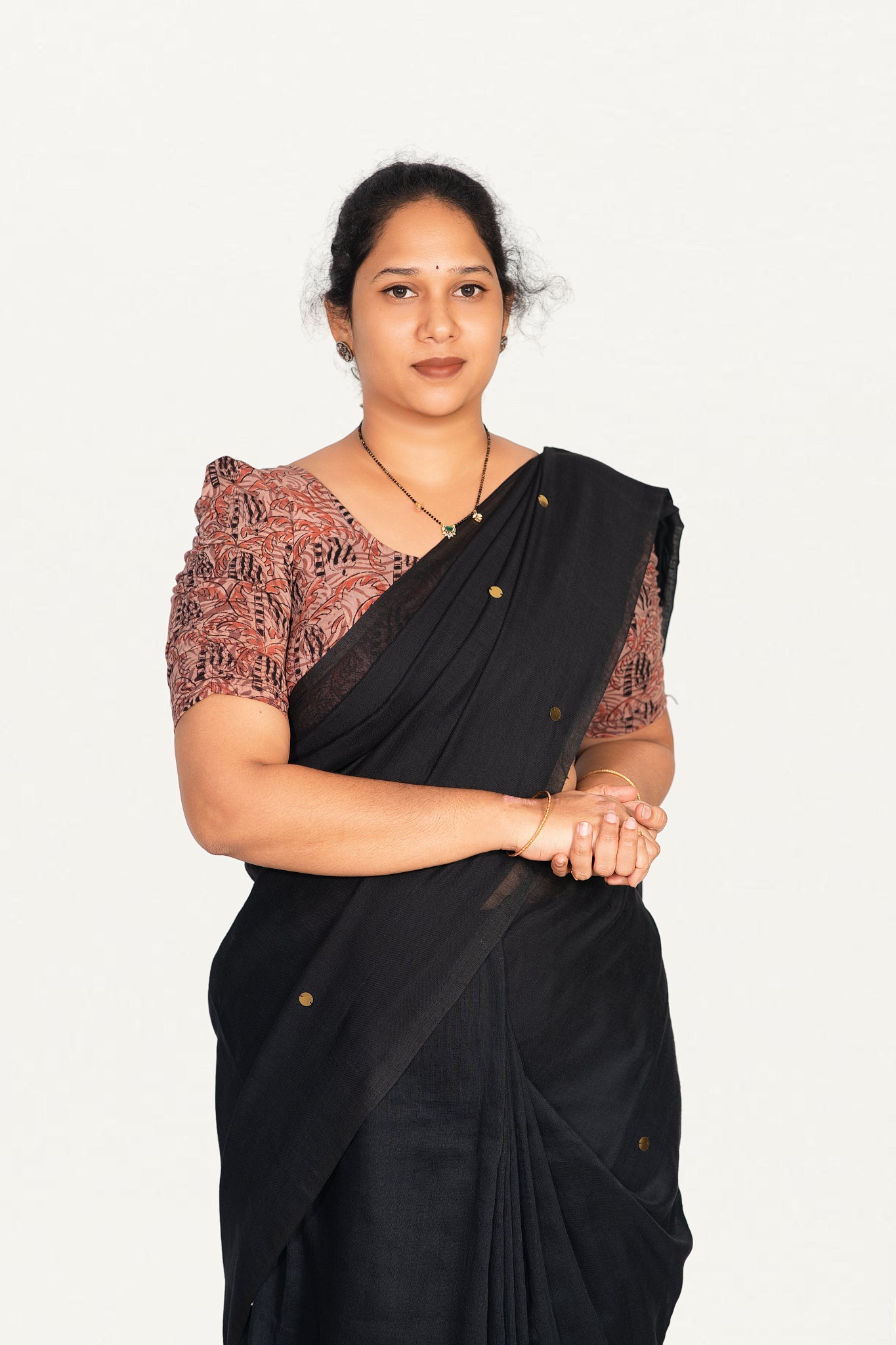 KALAMKARI BUTTA  ROUND NECK 10 INCH HANDS STRECHBLE BLOUSE