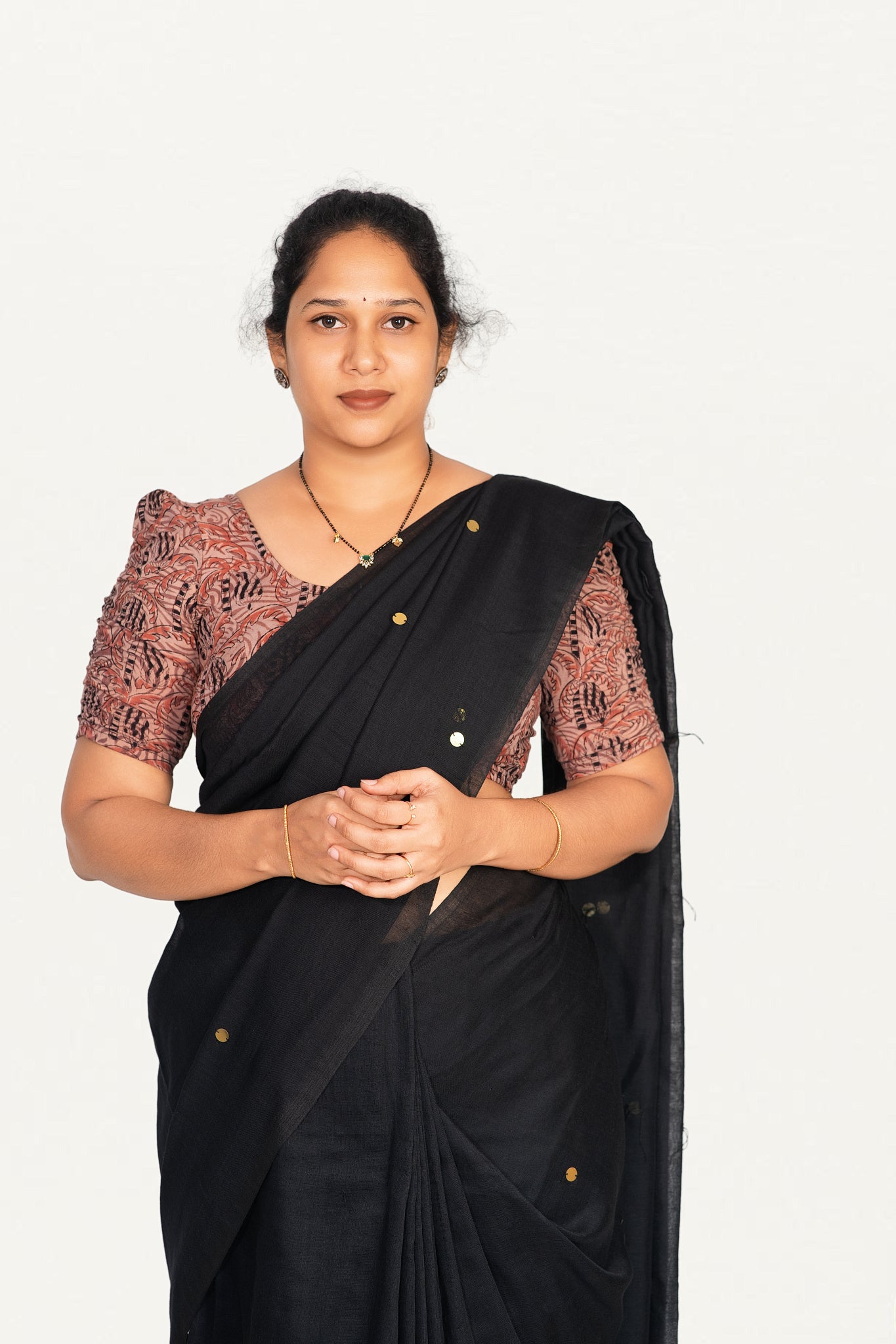 KALAMKARI BUTTA  ROUND NECK 10 INCH HANDS STRECHBLE BLOUSE