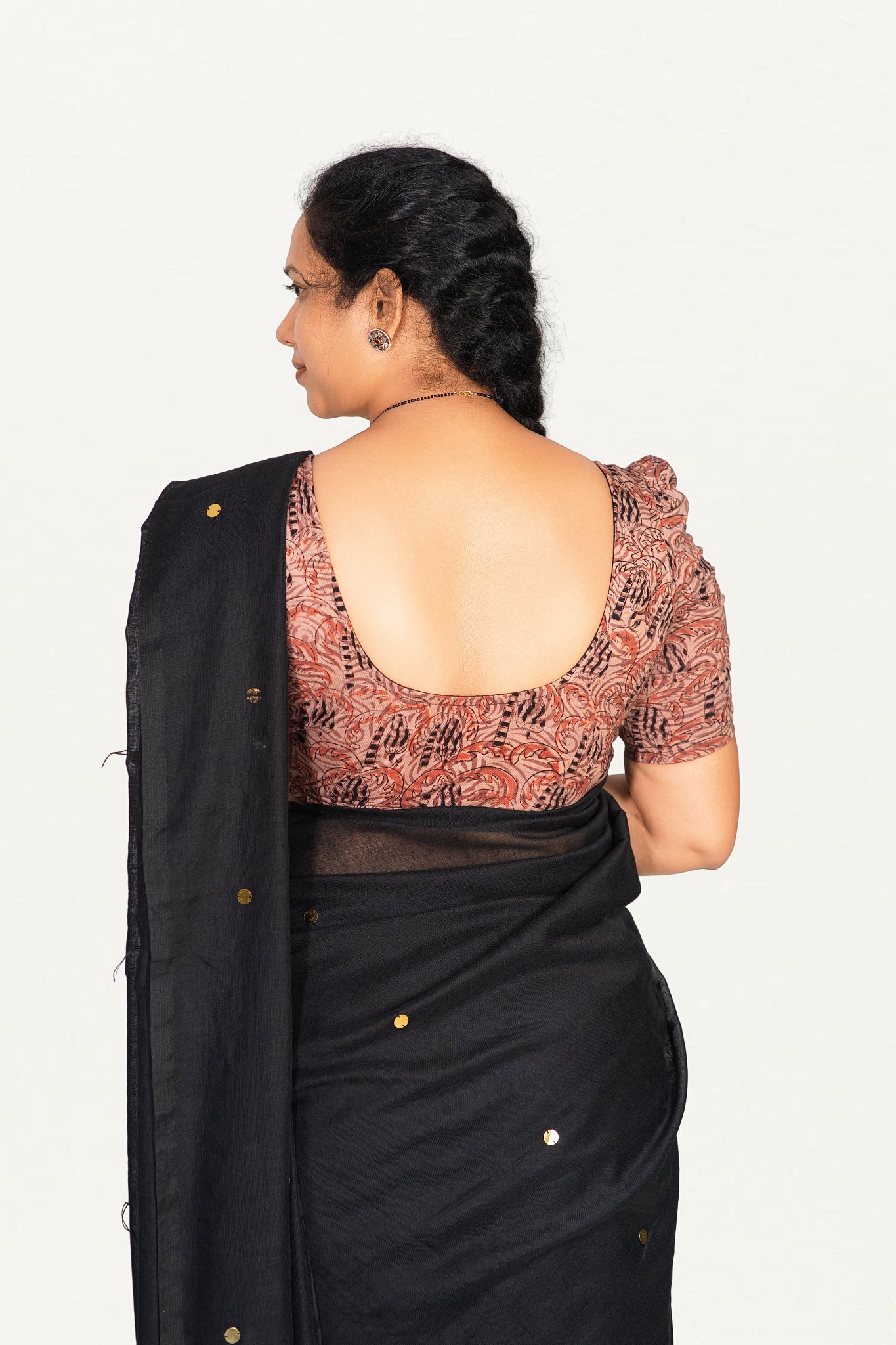 KALAMKARI BUTTA  ROUND NECK 10 INCH HANDS STRECHBLE BLOUSE